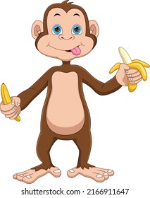 cartoon cute monkey holding banana