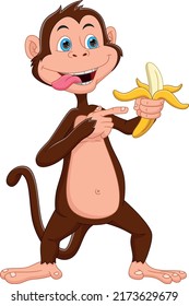 cartoon cute monkey holding banana