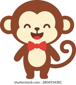 Cartoon cute monkey illustration vector