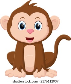 Cartoon Cute monkey isolated on white