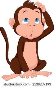 Cartoon-süßer Affe auf weißem Hintergrund