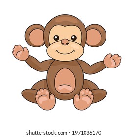 Cartoon cute monkey. Vector animal illustration.