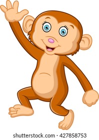 Cartoon cute monkey waving