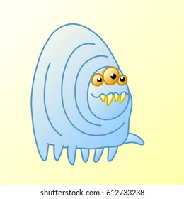 Cartoon cute monster centipede smiles and goes. Vector illustration. Funny emoticon cool character.