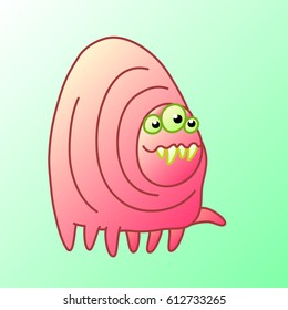 Cartoon cute monster centipede smiles and goes. Vector illustration. Funny emoticon cool character.