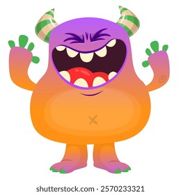 Cartoon cute monster character design vector illustration isolated.