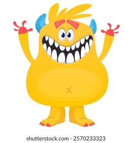 Cartoon cute monster character design vector illustration isolated.