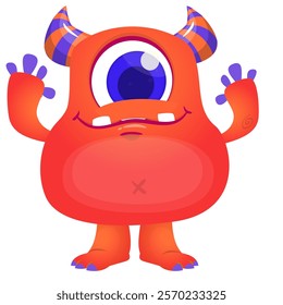 Cartoon cute monster character design vector illustration isolated.