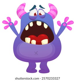 Cartoon cute monster character design vector illustration isolated.