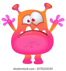 Cartoon cute monster character design vector illustration isolated.