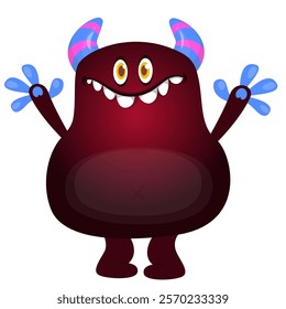 Cartoon cute monster character design vector illustration isolated.