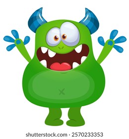 Cartoon cute monster character design vector illustration isolated.