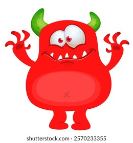 Cartoon cute monster character design vector illustration isolated.