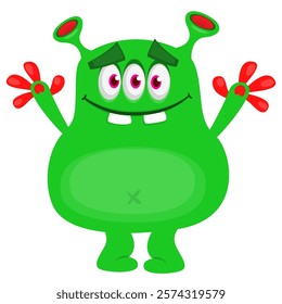 Cartoon cute monster character design vector illustration isolated.