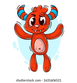 Cartoon cute monster. Design element. Vector illustration isolated on a white background.