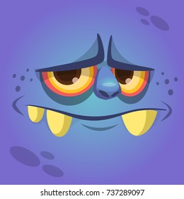 Cartoon cute monster face avatar. Vector illustration