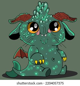 Cartoon cute monster fireball halloween illustration vector