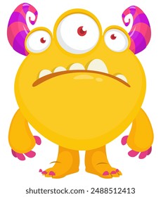 Cartoon cute monster with funny excited face expression waving hands . Vector illustration isolated. Halloween design