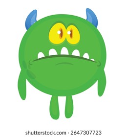 Cartoon cute monster with funny excited face expression waving hands . Vector illustration isolated on white. Halloween design.