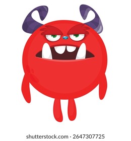 Cartoon cute monster with funny excited face expression waving hands . Vector illustration isolated on white. Halloween design.