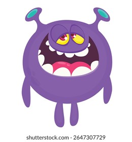 Cartoon cute monster with funny excited face expression waving hands . Vector illustration isolated on white. Halloween design.