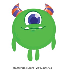 Cartoon cute monster with funny excited face expression waving hands . Vector illustration isolated on white. Halloween design.