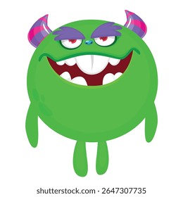 Cartoon cute monster with funny excited face expression waving hands . Vector illustration isolated on white. Halloween design.