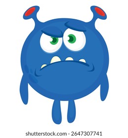 Cartoon cute monster with funny excited face expression waving hands . Vector illustration isolated on white. Halloween design.