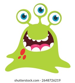 Cartoon cute monster with funny excited face expression waving hands . Vector illustration isolated on white. Halloween design