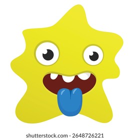 Cartoon cute monster with funny excited face expression waving hands . Vector illustration isolated on white. Halloween design