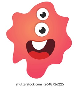 Cartoon cute monster with funny excited face expression waving hands . Vector illustration isolated on white. Halloween design