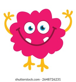 Cartoon cute monster with funny excited face expression waving hands . Vector illustration isolated on white. Halloween design