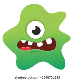 Cartoon cute monster with funny excited face expression waving hands . Vector illustration isolated on white. Halloween design