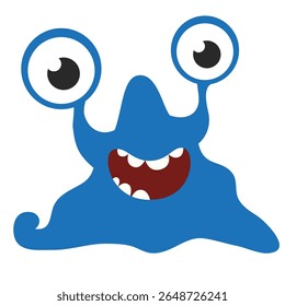 Cartoon cute monster with funny excited face expression waving hands . Vector illustration isolated on white. Halloween design