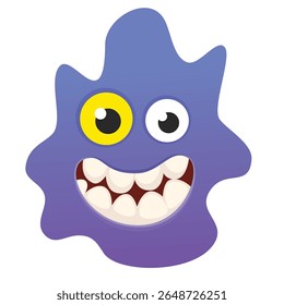 Cartoon cute monster with funny excited face expression waving hands . Vector illustration isolated on white. Halloween design