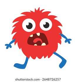 Cartoon cute monster with funny excited face expression waving hands . Vector illustration isolated on white. Halloween design