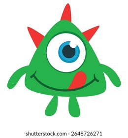 Cartoon cute monster with funny excited face expression waving hands . Vector illustration isolated on white. Halloween design