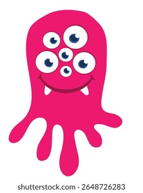 Cartoon cute monster with funny excited face expression waving hands . Vector illustration isolated on white. Halloween design