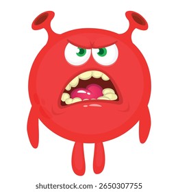 Cartoon cute monster with funny excited face expression waving hands . Vector illustration isolated on white. Halloween design.