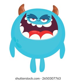 Cartoon cute monster with funny excited face expression waving hands . Vector illustration isolated on white. Halloween design.