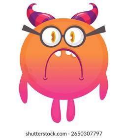 Cartoon cute monster with funny excited face expression waving hands . Vector illustration isolated on white. Halloween design.