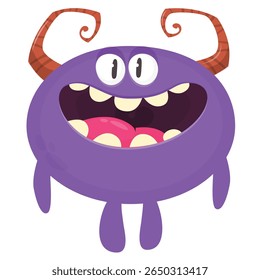 Cartoon cute monster with funny excited face expression waving hands . Vector illustration isolated on white. Halloween design.