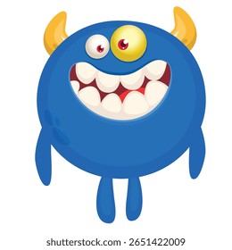 Cartoon cute monster with funny excited face expression waving hands . Vector illustration isolated on white. Halloween design.