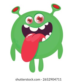 Cartoon cute monster with funny excited face expression waving hands . Vector illustration isolated on white. Halloween design.