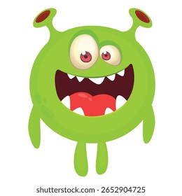 Cartoon cute monster with funny excited face expression waving hands . Vector illustration isolated on white. Halloween design.