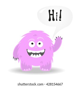 Cartoon cute monster on white background. Vector illustration.