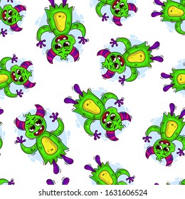 Cartoon cute monster pattern. Design element. Vector illustration isolated on a white background.
