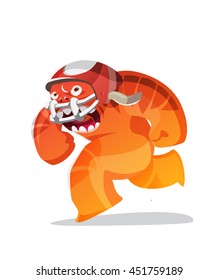 cartoon cute monster playing football. isolated on white vector background 