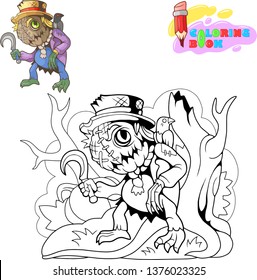 cartoon cute monster scarecrow halloween design funny illustration