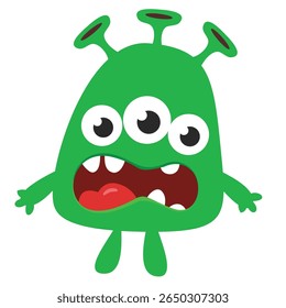 Cartoon cute monster with three eyes